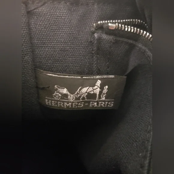 Hermès Herline Fourre Tout PM Gray/Black Tote Bag Small w COA - Picture 10 of 11